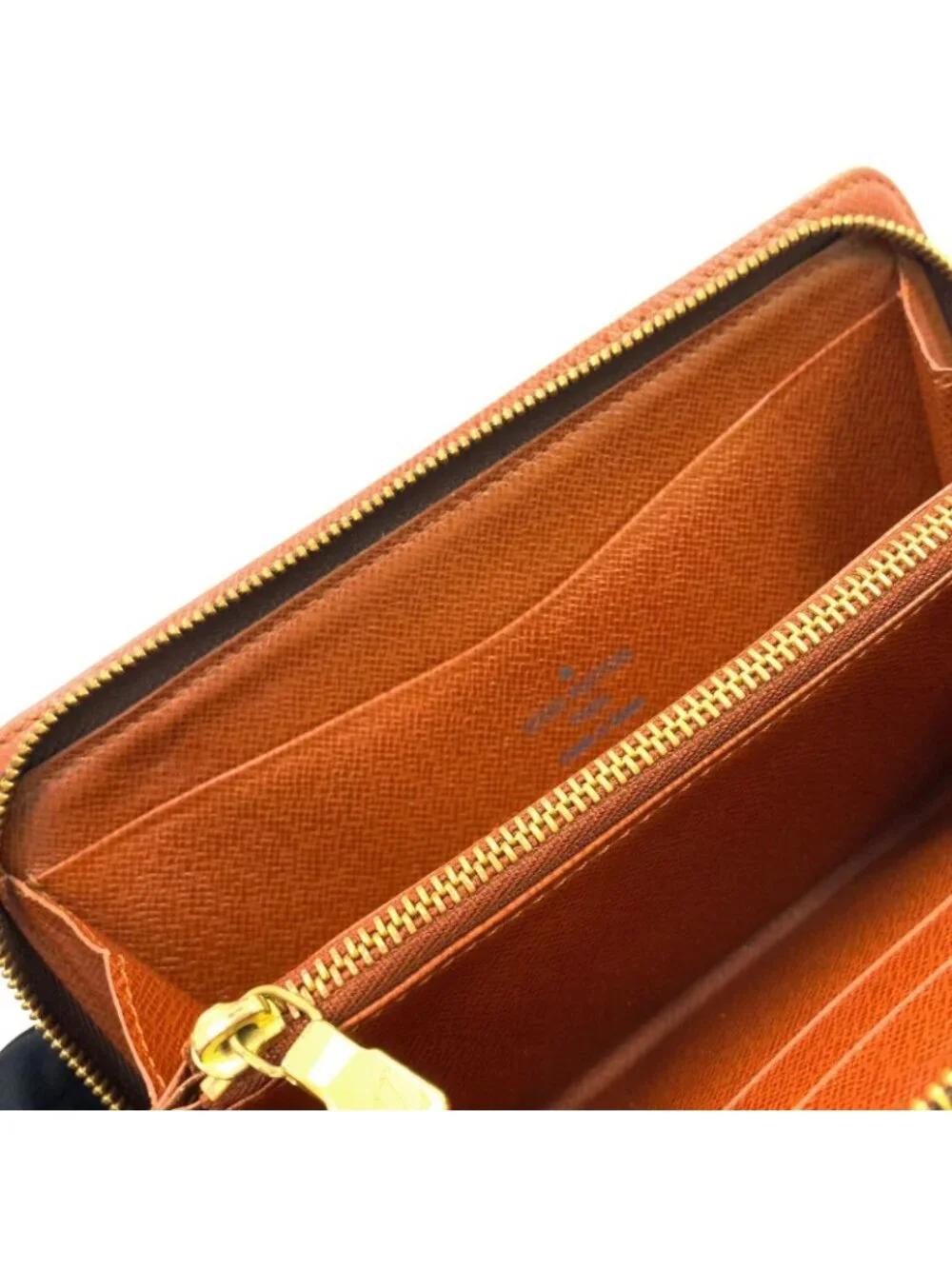 Louis Vuitton Porte-Monnaie Monogram Leather Brown Round Zippy Wallet Gold